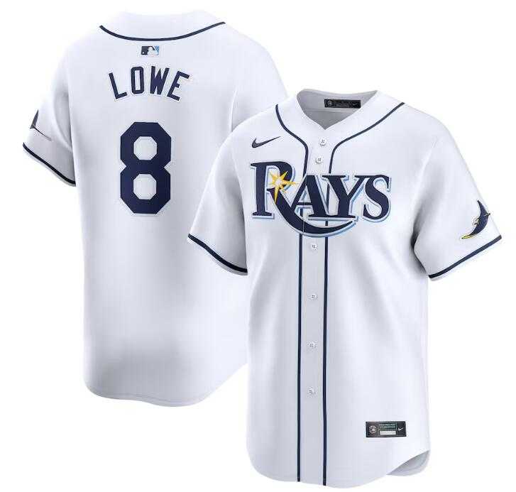 Mens Tampa Bay Rays #8 Brandon Lowe White Home Limited Stitched Baseball Jersey Dzhi